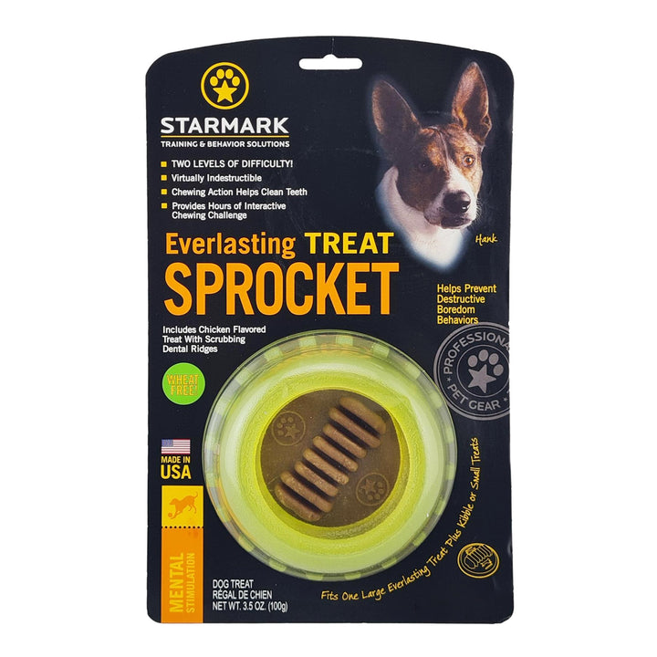 Front view of the packaging for Large Starmark Everlasting Treat Sprocket.