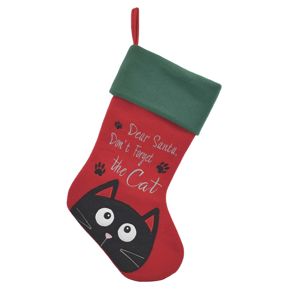 Empty Prestige Pet Christmas Cat Stocking ready to be filled with holiday goodies