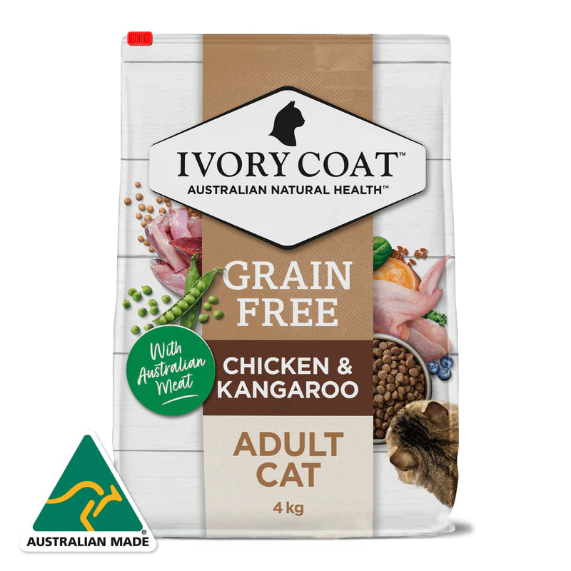 Ivory Coat Grain Free Adult Cat Food - Chicken & Kangaroo, 4kg Bag