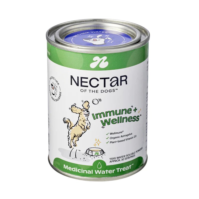 Nectar of the Dogs Immune + Wellness Powder - 150g container with label.