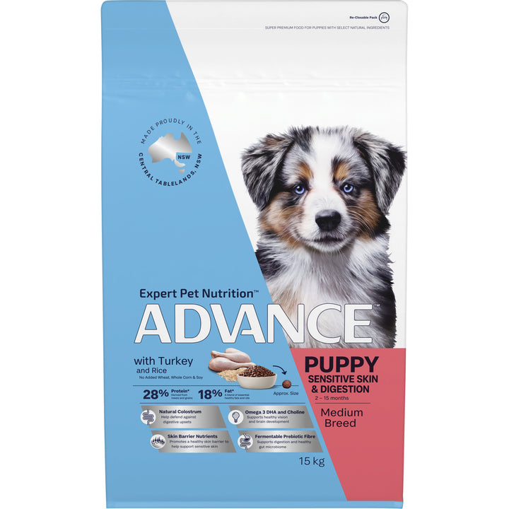 Advance Puppy Sensitive Skin & Digestion – Medium Breed, Turkey