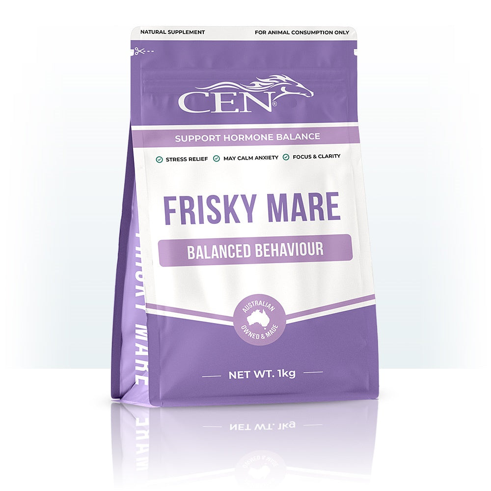 CEN Frisky Mare 1kg – natural hormone balance supplement for moody mares.