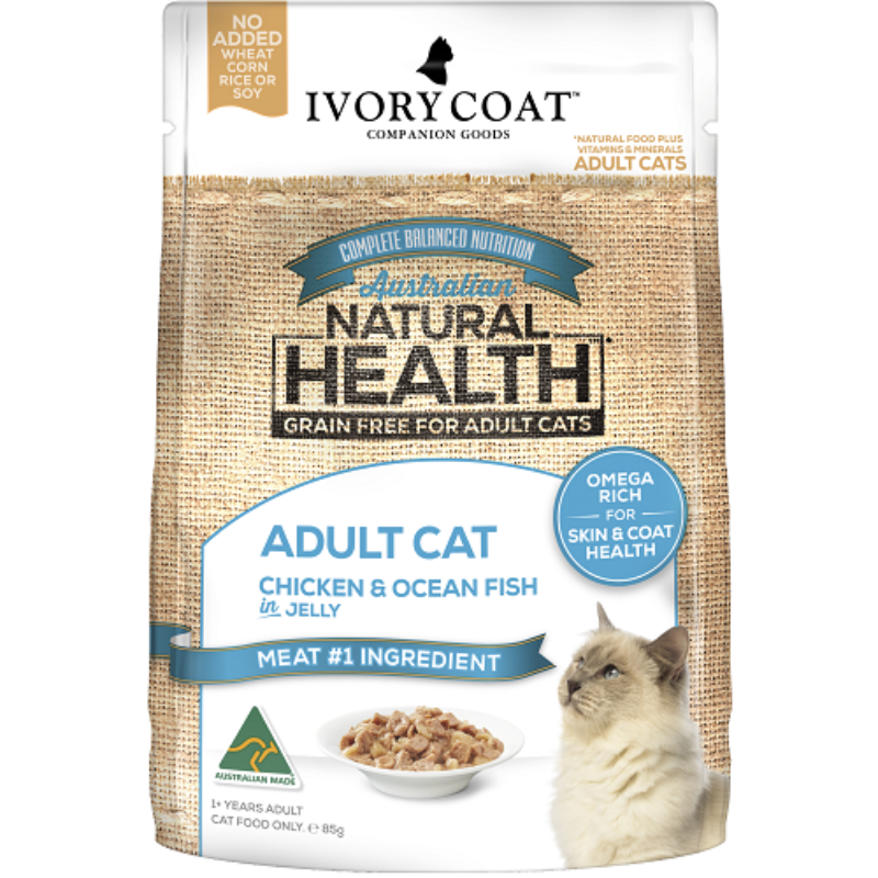 Ivory Coat Adult Cat Wet Food Chicken & Ocean Fish in Jelly 85g 12pk - Front View