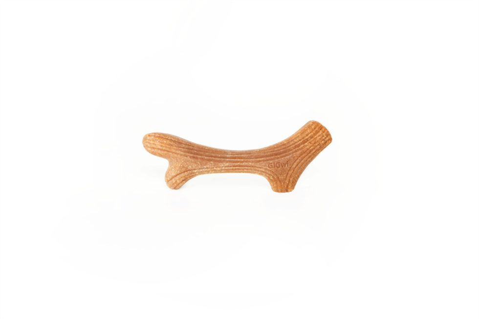  GiGwi Wooden Antler dog chew toy out of packaging, showcasing its splinter-free, durable design for powerful chewers.