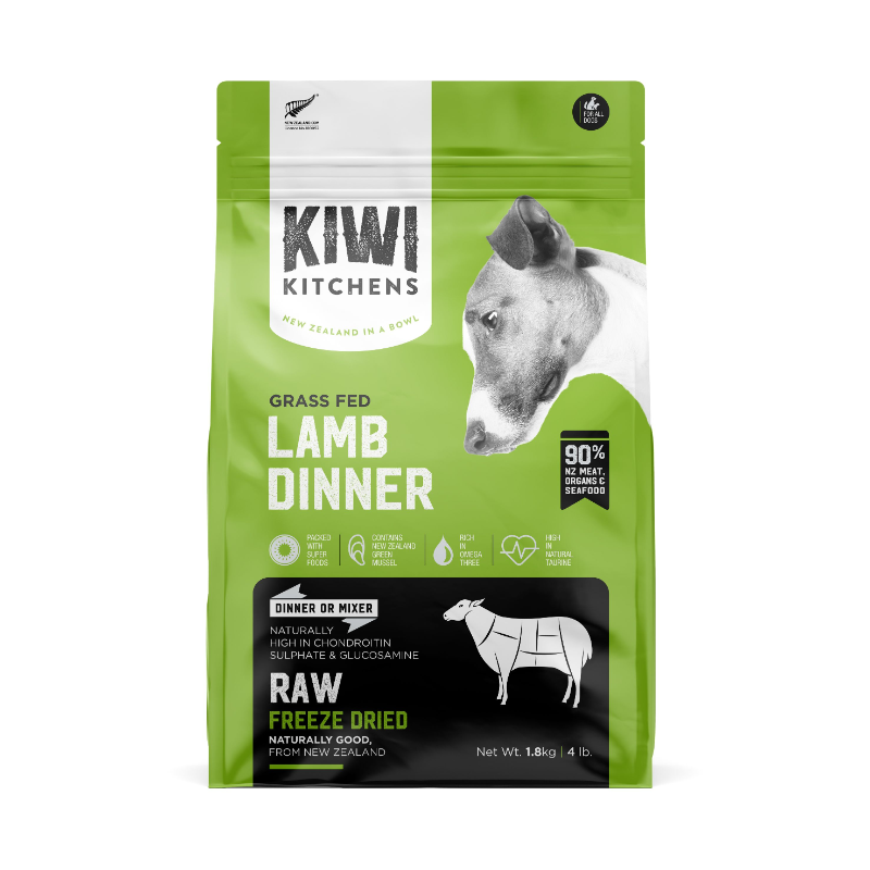 Kiwi Kitchens Freeze Dried Lamb Dinner – premium raw freeze-dried dog food made with grass-fed lamb, enriched with superfoods, and packed with essential nutrients.