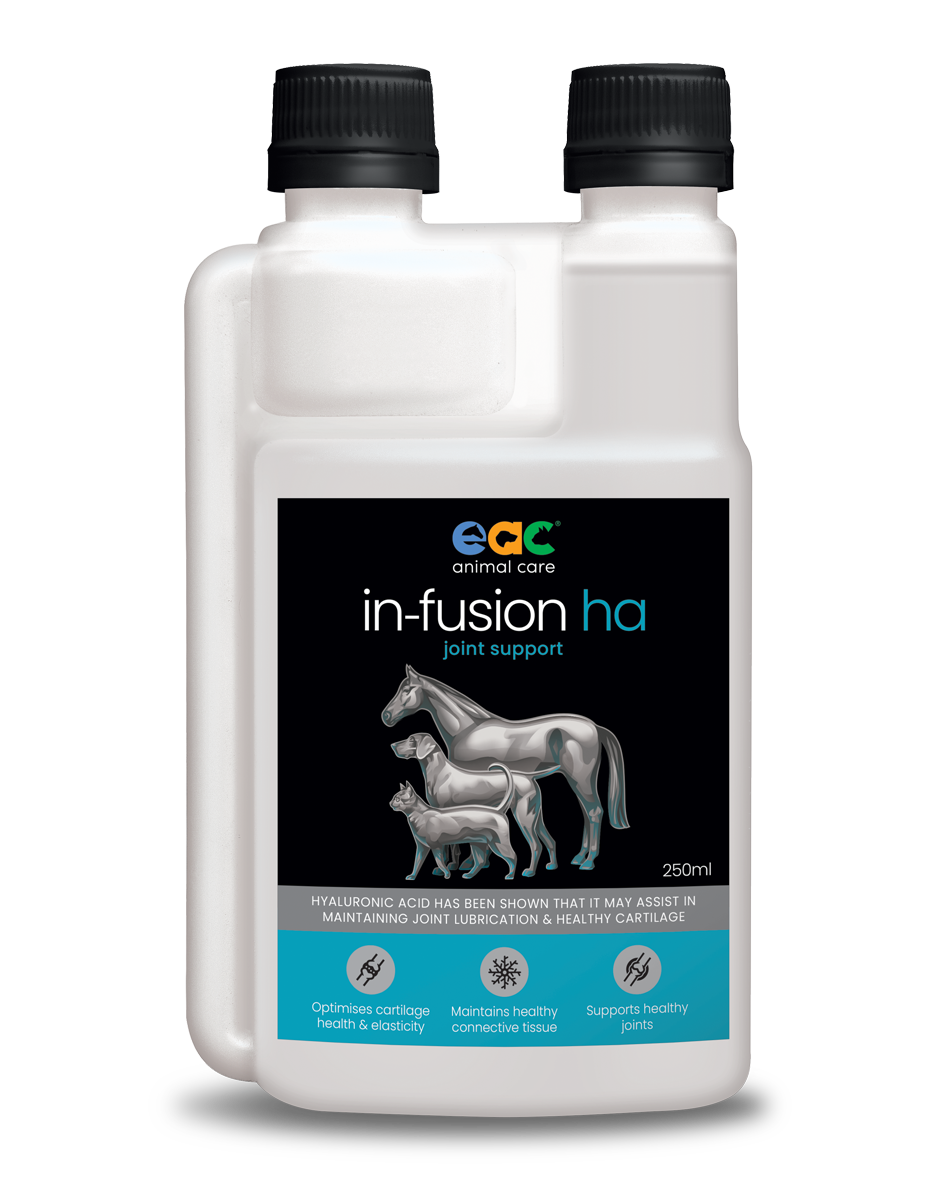  Front view of EAC In-Fusion HA 250ml bottle showing the label and liquid hyaluronic acid supplement.