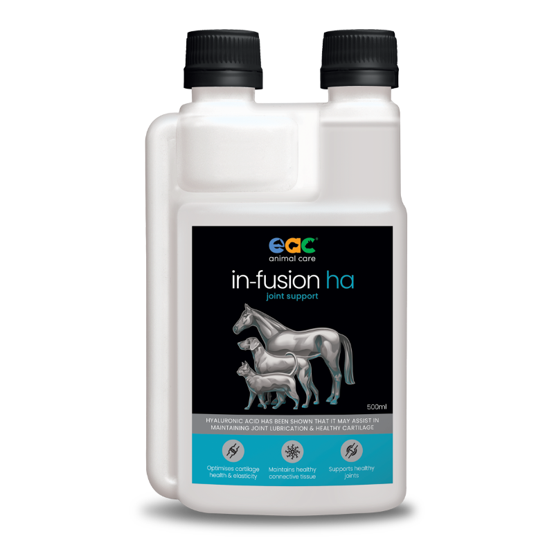  Front view of EAC In-Fusion HA 500ml bottle showing the label and liquid hyaluronic acid supplement.