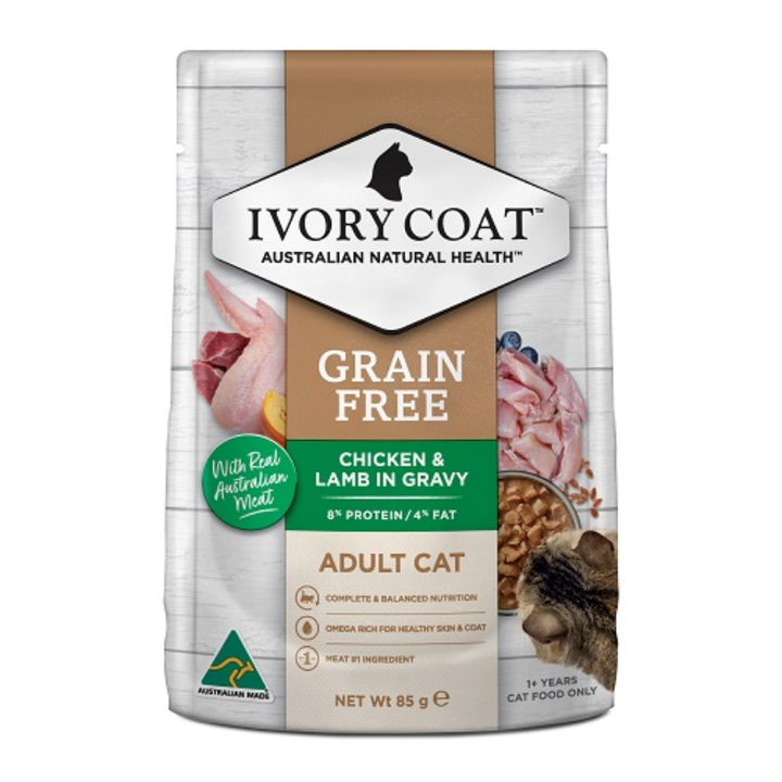 Ivory Coat Adult Cat Wet Food Chicken with Lamb 85g 12pk - Front View