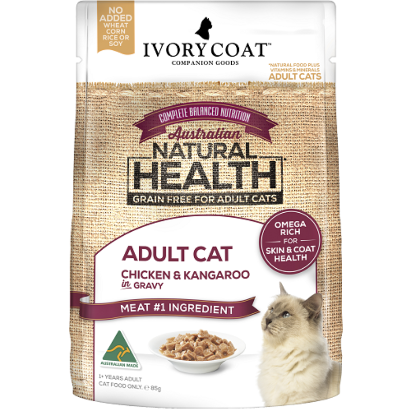 Ivory Coat Adult Cat Wet Food Chicken & Roo in Gravy 85g 12pk - Front View