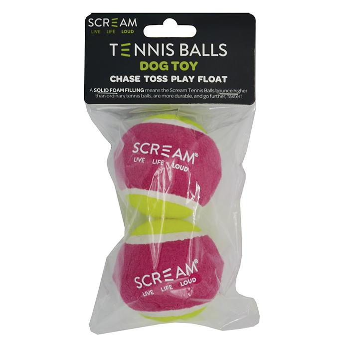 Scream – Tennis Ball – Loud Green & Pink – Medium – 2 Pack