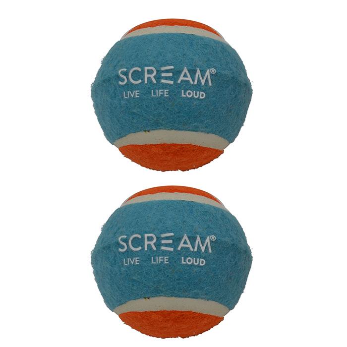 Scream – Tennis Ball – Loud Blue & Orange- Medium – 2 Pack