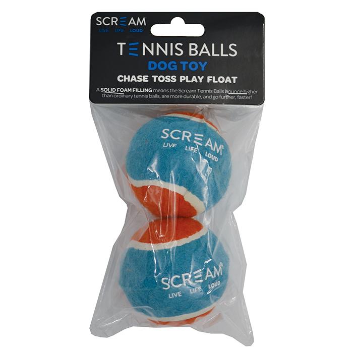 Scream – Tennis Ball – Loud Blue & Orange- Medium – 2 Pack