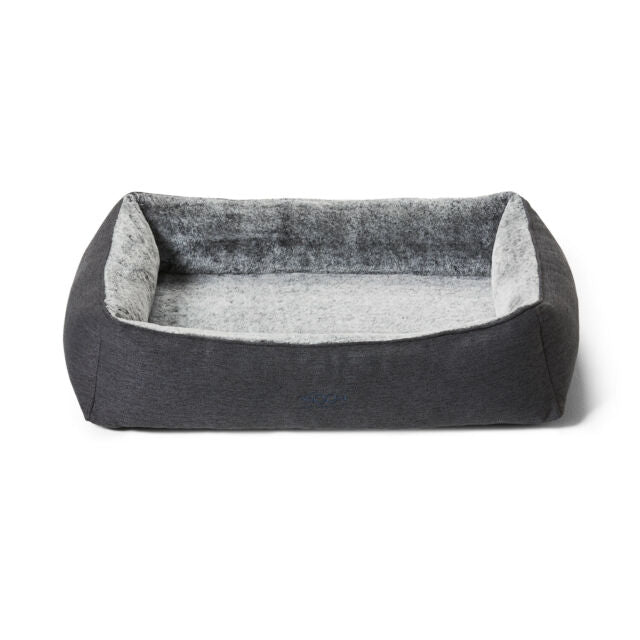 Snooza Ortho Snuggler Dog Bed in Chinchilla - Luxurious two-tone fabric and plush faux fur interior.