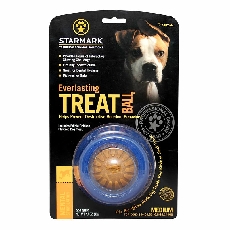 Large Starmark Everlasting Treat Ball, perfect for dogs over 40 pounds, highlighted for its size and durability.