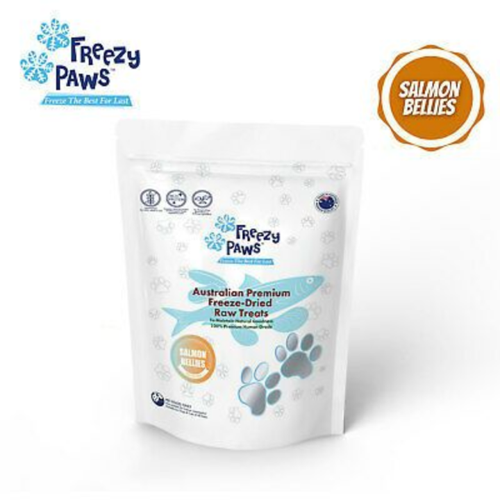 FreezyPaws Superpremium Human Grade Freeze-Dried Salmon Belly Raw Treats 100g