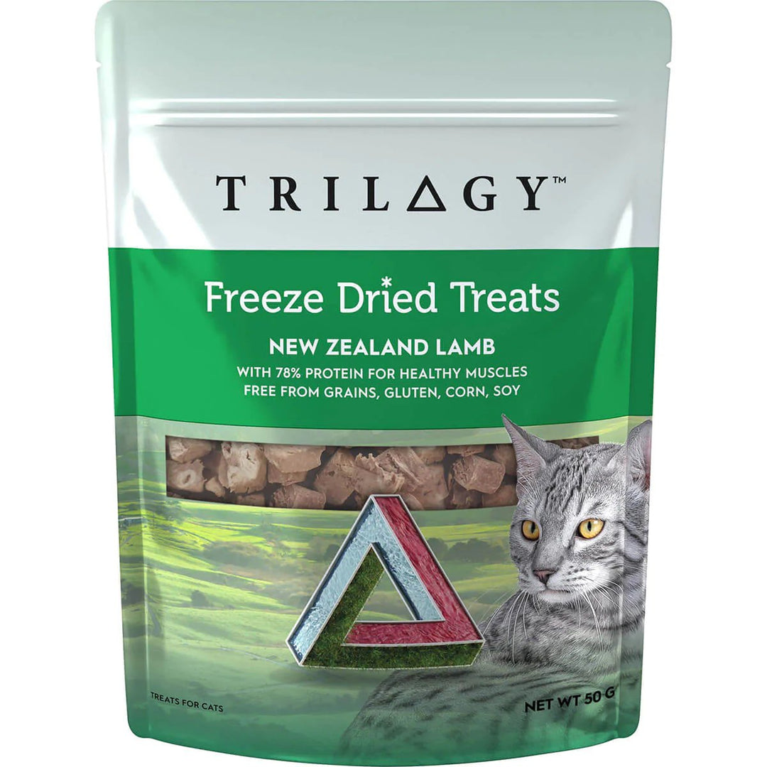 Trilogy Freeze-Dried Lamb Lung Cat Treats – 100% New Zealand Lamb in Resealable Bag- Front of Packaging