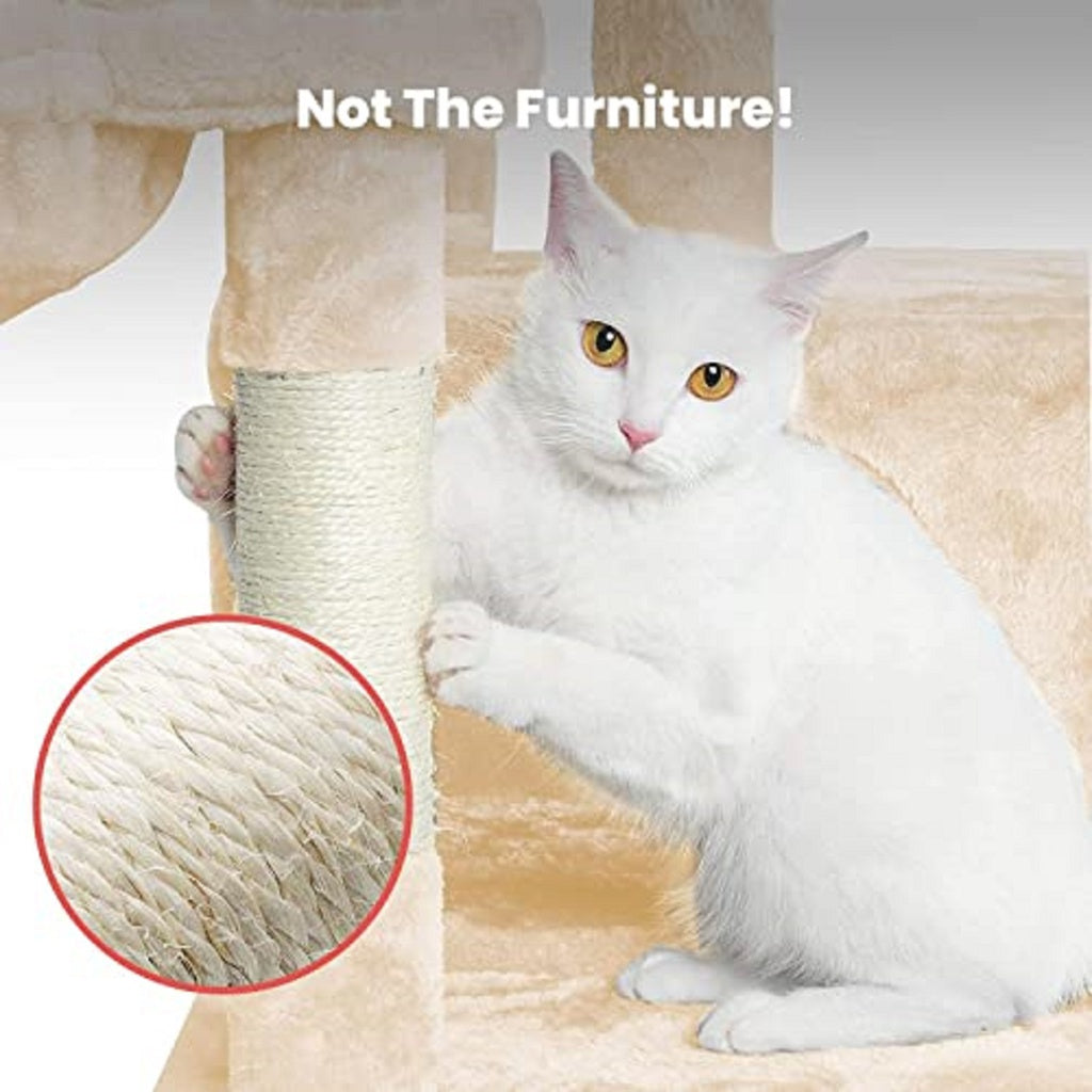 Floofi 118cm Plush Cat Condo Cat Tree with Hammock & Scratching Posts