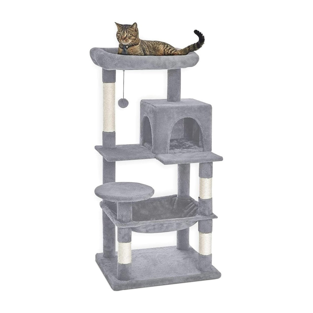 Floofi 118cm Plush Cat Condo Cat Tree with Hammock & Scratching Posts