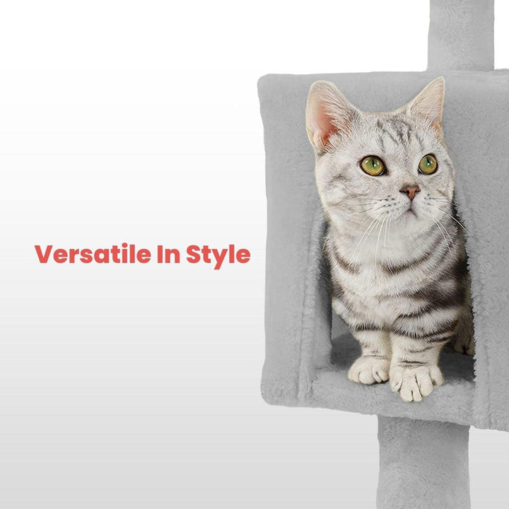 Floofi 118cm Plush Cat Condo Cat Tree with Hammock & Scratching Posts