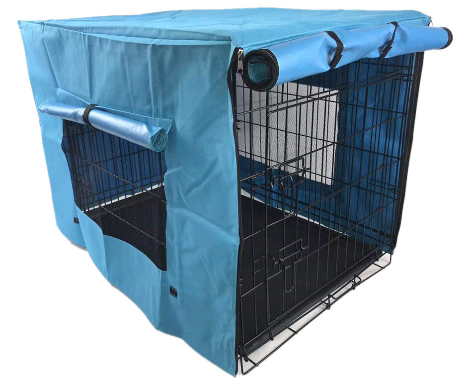 42" Portable Foldable Pet Crate with Canvas Cover - Black Steel Frame