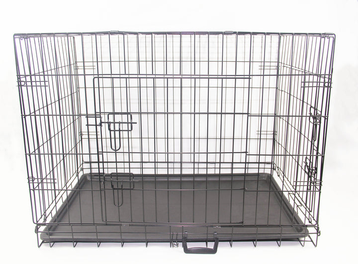 42" Portable Foldable Pet Crate - Black Steel Frame