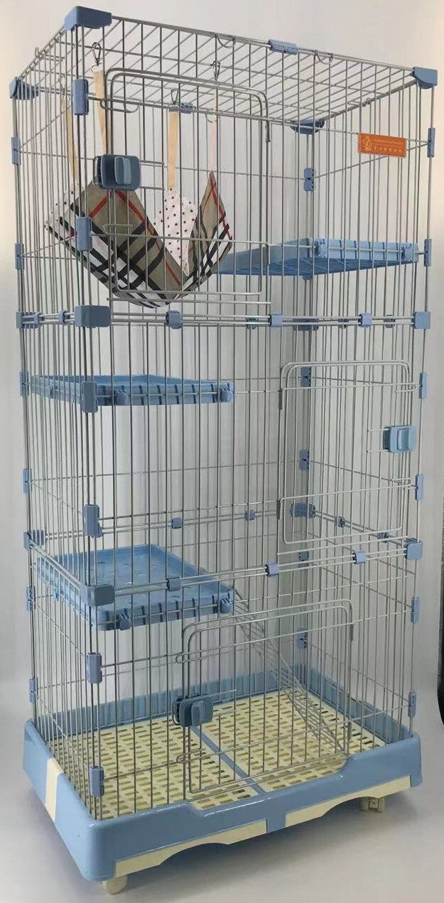 4 Level Cat Cage House with Litter Tray & Wheels