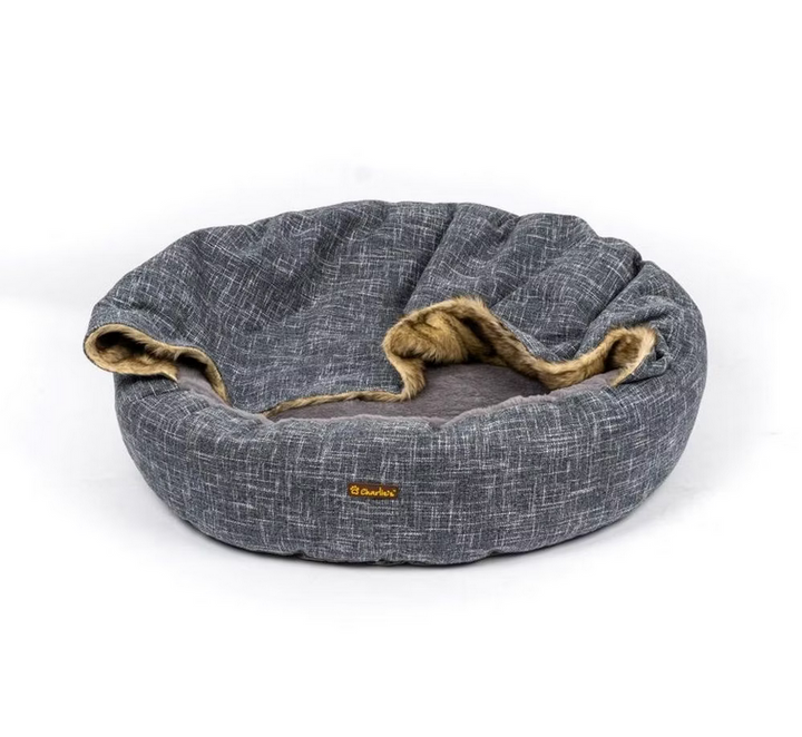 Charlie's Snookie Hooded Pet Bed - Dark Grey - Top View