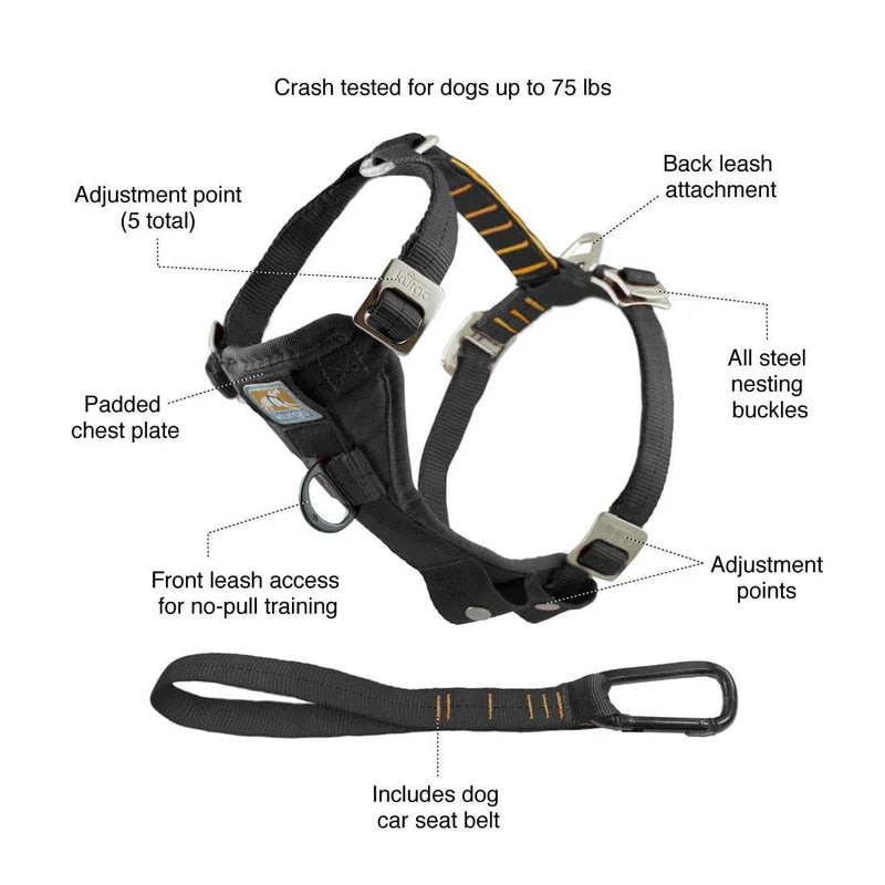 Broad, padded chest plate of Kurgo Tru-Fit Dog Car Harness for extra comfort and protection.