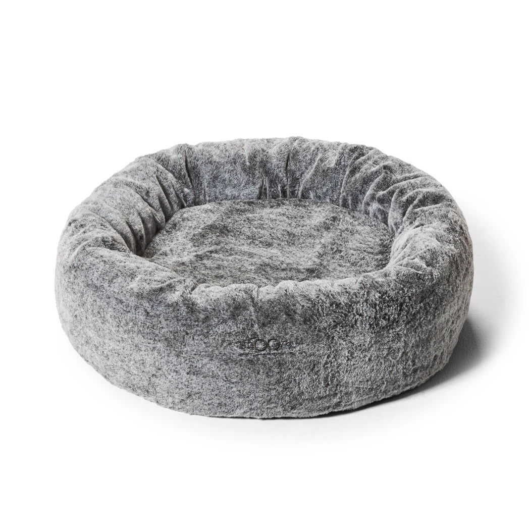 Snooza Chinchilla Cuddler Pet Bed in Plush Grey Faux Fur