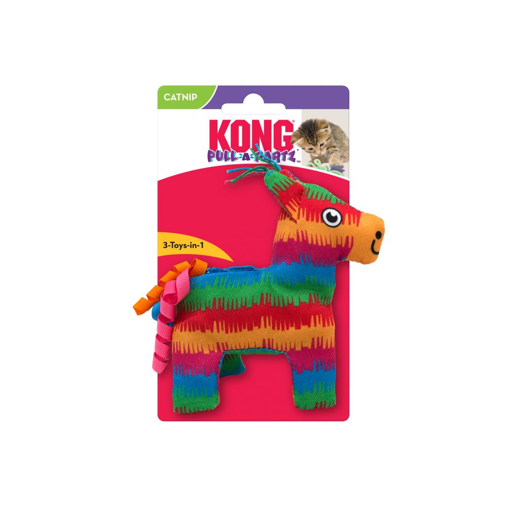 KONG Pull-A-Partz Pinata Cat Toy with crackly body and curly tails